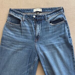 Abercrombie & Fitch High Rise Wide Leg Curve Love Denim Jeans Size 28 Long